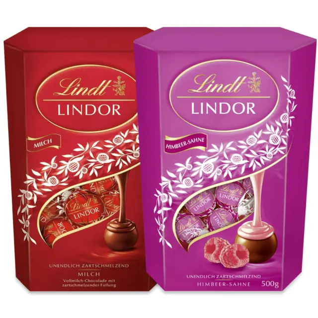 Lindt LINDOR Cornet Milch & Himbeere Schokolade, 500g