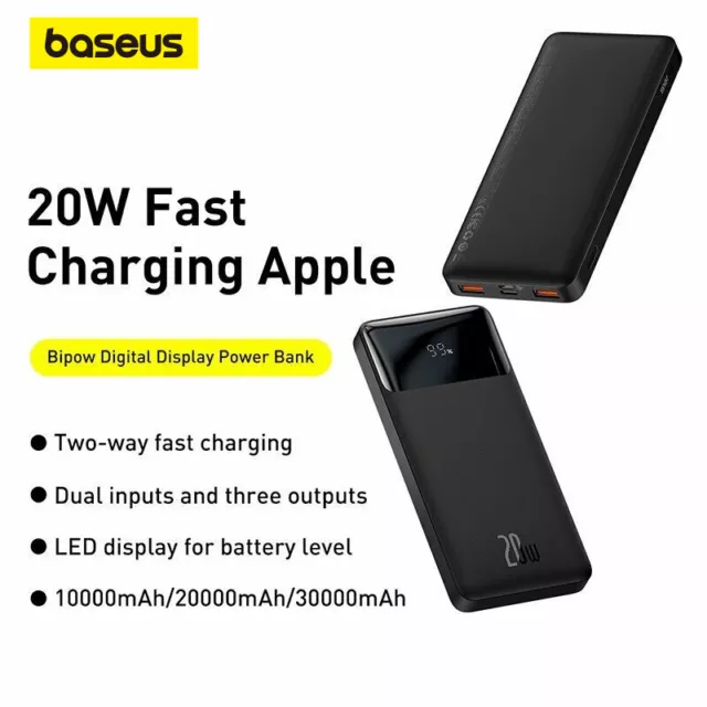 Baseus 20000mAh Power Bank 20W USB-C Ladegeräte 3Port Batterie Für iPhone Xiaomi 2