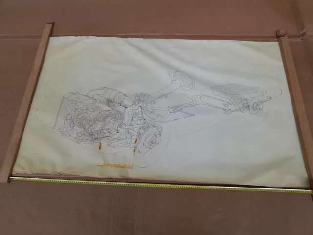 Disegno Originale Dell'epoca Lancia Flavia Copia Su Carta Da Lucido