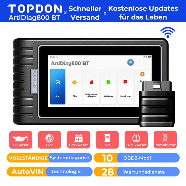 HOT TOPDON AD800 BT dispositivo diagnostico professionale veicolo obd2 scanner Bluetooth 28+funzione