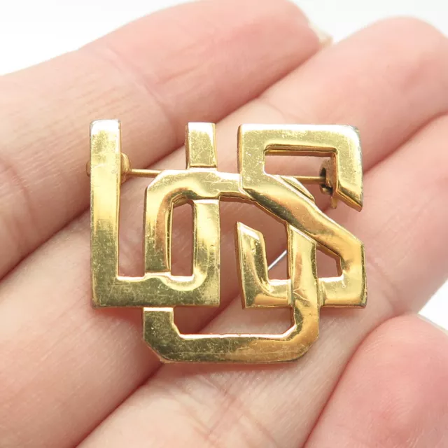 925 Sterling Silver Gold Plated Vintage "USO" United Service Organization Brooch
