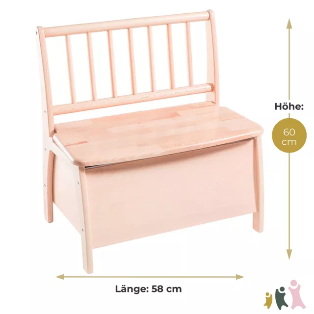 Truhenbank Bambino Farbe Natur Sitztruhe Holz Möbel Stauraum Spielzeug SEHR GUT 2