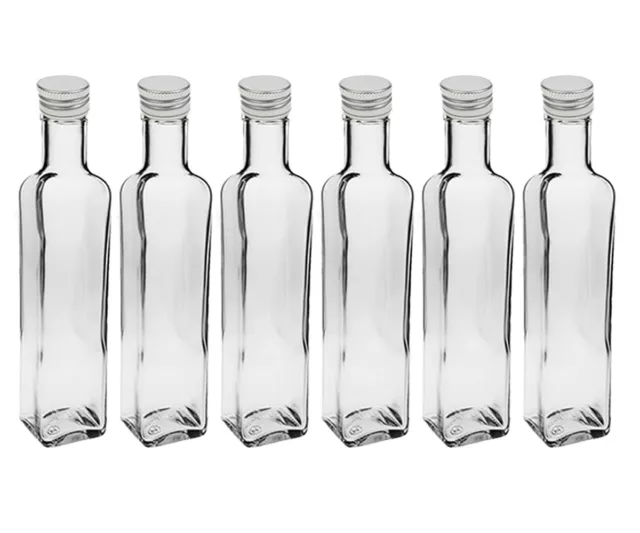 24 x 250 ml leere Glasflaschen Maraska Likörflaschen Flasche 0,25 L Eckig Gold