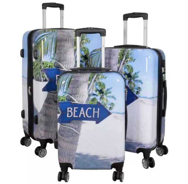 Trolley Koffer Hartschale bunt Beach Strand Hand Gepäck Reisekoffer mit Rollen