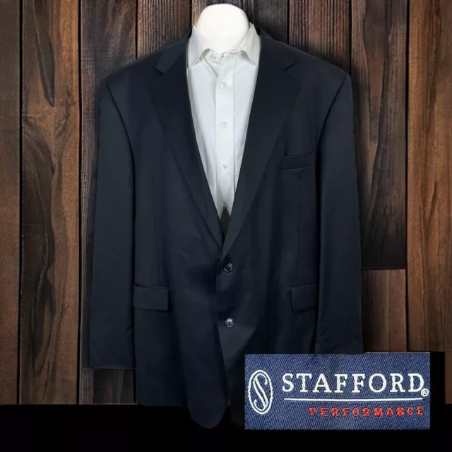 Stafford Blazer Jacket Mens 56L Solid Black Wool