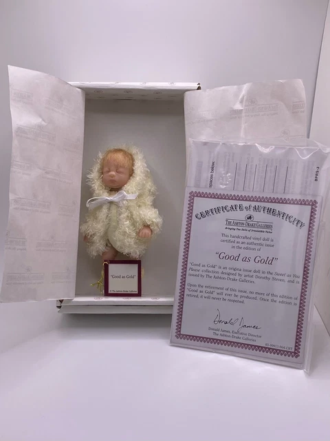 Ashton Drake Galleries, 4.5" Vinyl doll "Good as Gold" COA