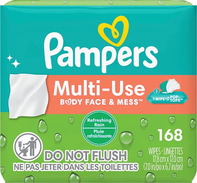 Baby Wipes Multi-Use Refreshing Rain 3X Pop-Top Packs 168 Count