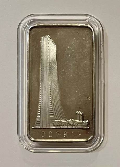 1973 Vintage Valcambi Suisse 1 oz 999 Silver Chase Tower Art Bar - Serial 007918