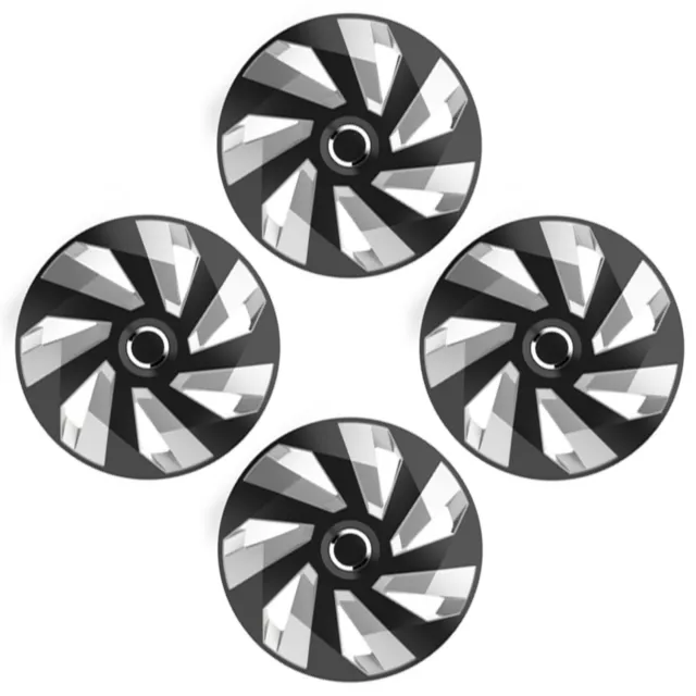 VECTOR RC BLACK AND SILVER 15 "  WHEEL TRIMS COVERS HUB CAPS 15 INCH 4 pcs SET