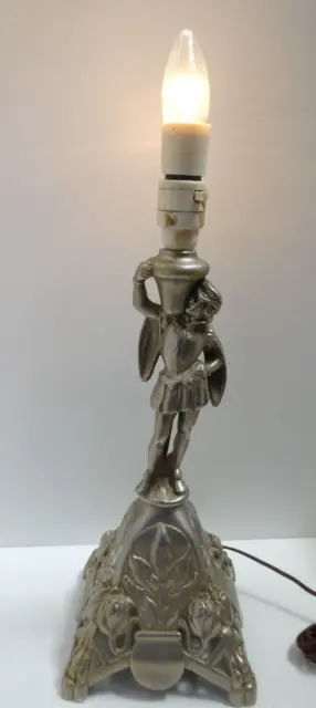 Antique Cast Iron Art Nouveau Base Lamp Kero Lantern Statue Conquistador Stem