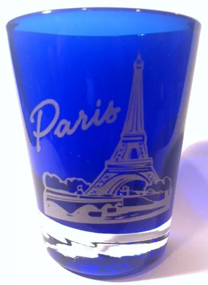 Paris France Cobalt Blue Shot Glass Shotglass