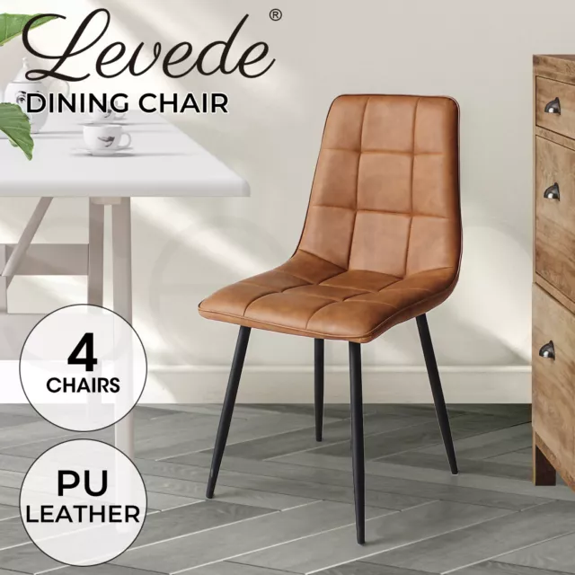 Levede 4x Dining Chairs Kitchen Chair Lounge Room Padded Seat PU Faux Leather