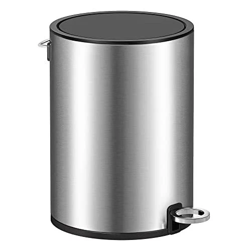 Pattumiera A Pedale MSV Osaki - 3 Litri, Con Coperchio E Secchiello Estraibile, Compatta Per Bagno, Nero - Foto 9