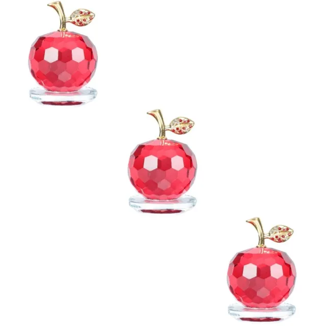 3 Pcs Kristall-Apfel-Ornament Weißer Briefbeschwerer Aus Obst Kristallskulptur
