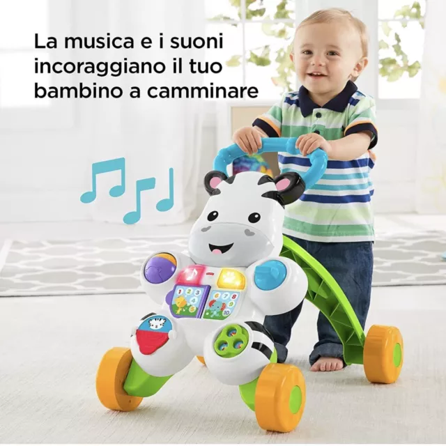 Fisher-Price Zebra Primi Passi, Giocattolo Educativo Suoni E Musica Bambini 6M+
