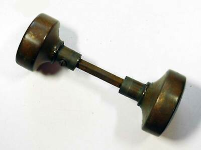 Late 1800's Cast Bronze Doorknobs Drum on Spindle Untouched Original Finish