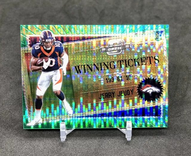 2020 Contenders Optic Jerry Jeudy WINNING TICKETS /27 GREEN PULSAR PRIZM SSP RC!