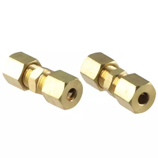 5Pcs 1/4" OD x 1/4" OD Brass Compression Tube Fitting  Copper, Fuel and