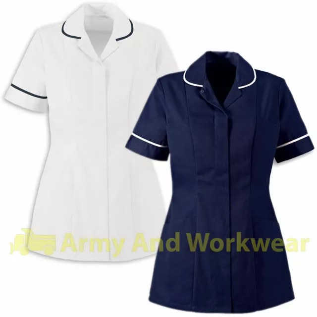 Ladies Plain Tunics Shirts Healthcare Nurses Beautician Uniform Vet Housekeeper