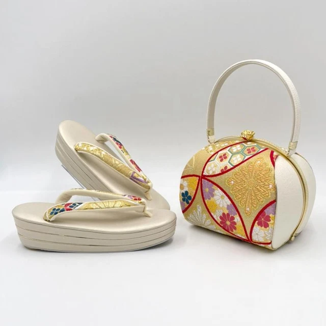Japanese Kimono Accessory Nishijin Zori Bag Set Cloisonne Classic unused #15