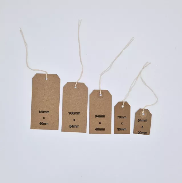 Buff Strung Tags Luggage Labels String Tie on Tags Tickets Reinforced Eyelets 2