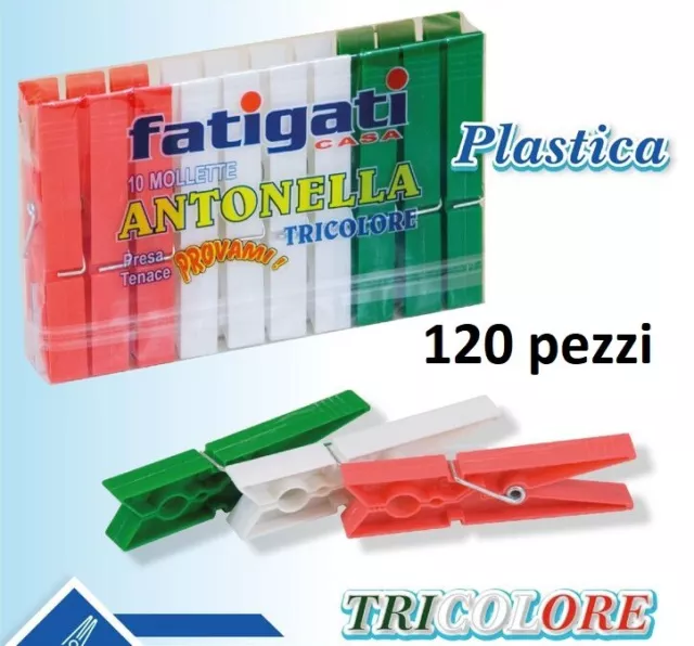 Set 120 Pezzi Mollette Pinze Bucato Panni Plastica ExtraForte Tricolore dfh