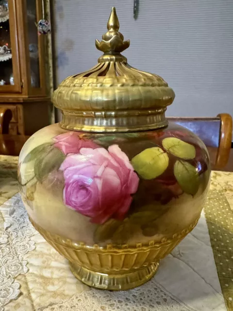 Royal Worcester Antique Pot Pourri Lidded Vase signed W Austin