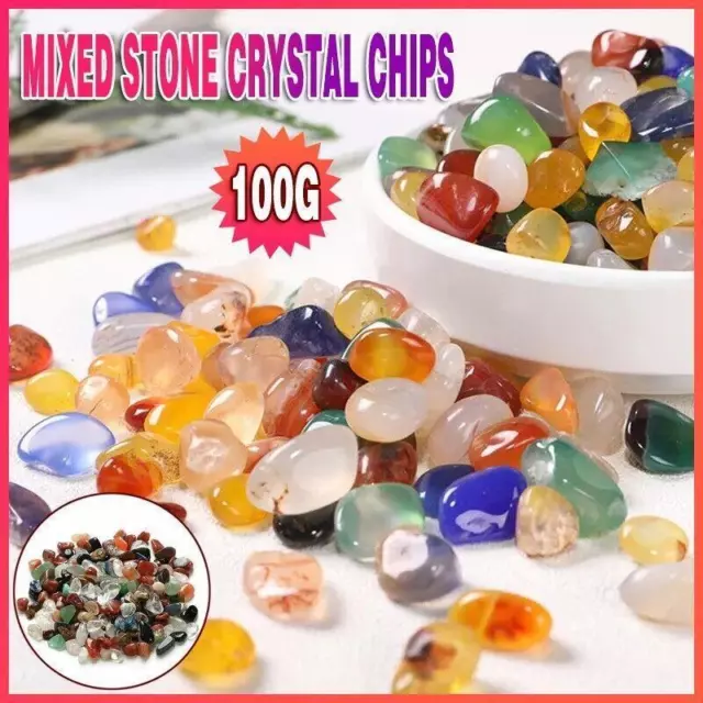 Mixed Stone Crystal Chips Small Colorful Gemstone Polished Stones-100g Bulk Lot