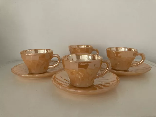 4 Tasses Vintage Anchor Hocking Fire King Open Proof Usa