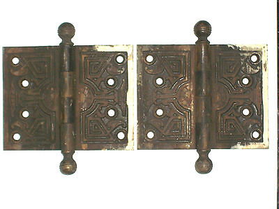 Antique Victorian Eastlake Hinges Late 1800's  5 x 4