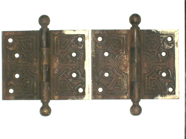 Antique Victorian Eastlake Hinges Late 1800's  5 x 4