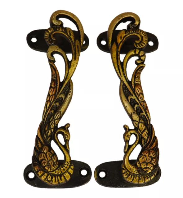Peacock Shape Victorian Antique Repro Brass Handmade Door Pull Handles Knob