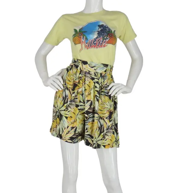 90s Vintage Tropical Jungle Camo Leaves Hawaiian Aloha Lounge High Waist Shorts