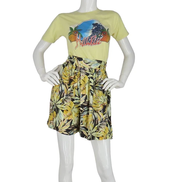 90s Vintage Tropical Jungle Camo Leaves Hawaiian Aloha Lounge High Waist Shorts