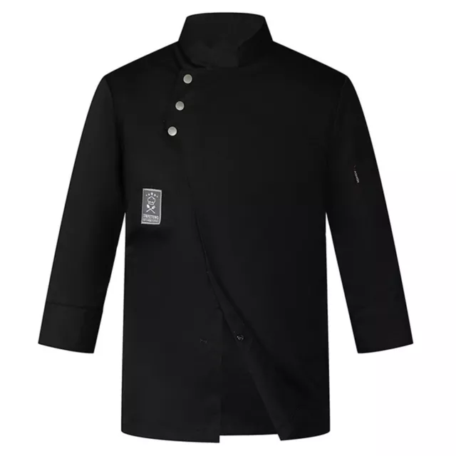 Single-breasted Button Chef Coat Restaurant Uniform Professional Solid Color