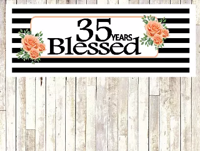 Number 35- 35th Birthday Anniversary Party Blessed Years Wall Decoration Banner