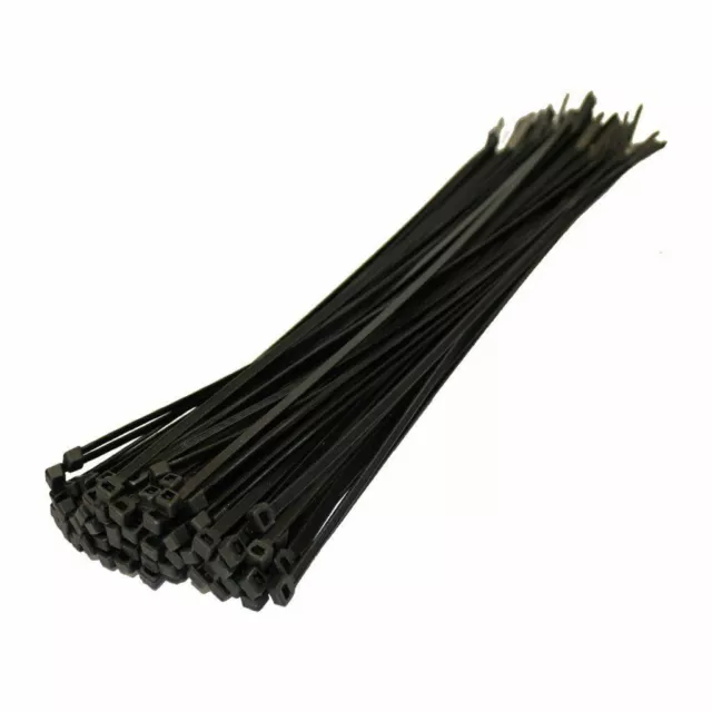 100 200 300mm Strong Black Plastic Cable Ties Zip Tie Wraps Organizer 100-500pcs