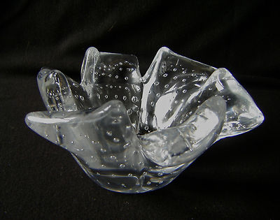 vide poche cendrier en cristal de DAUM bullé signée 