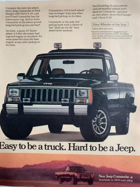1986 Jeep Comanche Truck Print Ad 12"x10"