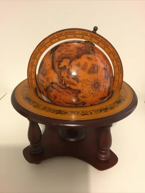 Vintage Old World Wooden Celestial Zodiac Desk Globe 11" Tall 2
