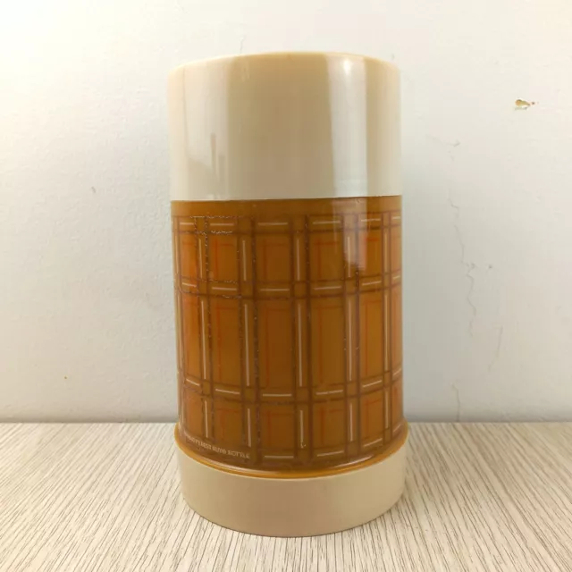 Vintage Aladdin Wide Mouth No. 44 Short Cup 400ml Thermal Flask Brown Tartan