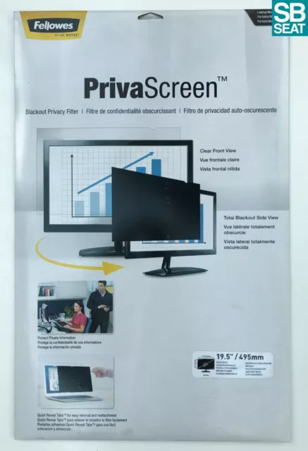 Fellowes 19.5" PrivaScreen Blackout Widescreen Privacy Filter Monitor Screen