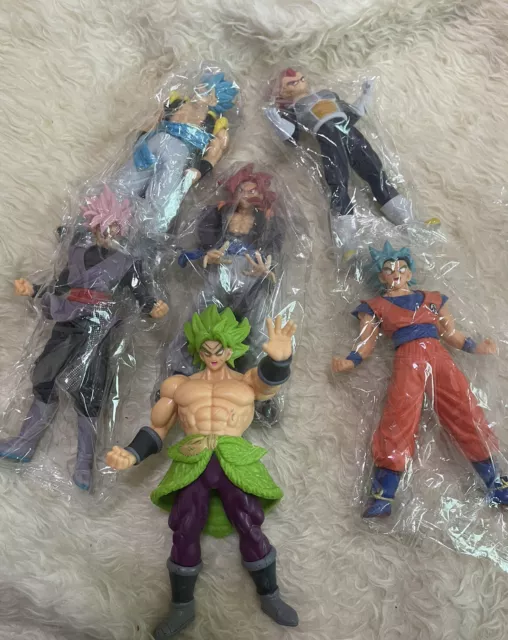 SeekFunning 6 pcs Dragon Ball Z Figures Set: Super Saiyan Goku Son Blue  Gokou Vegeta & Broly Action Figures 