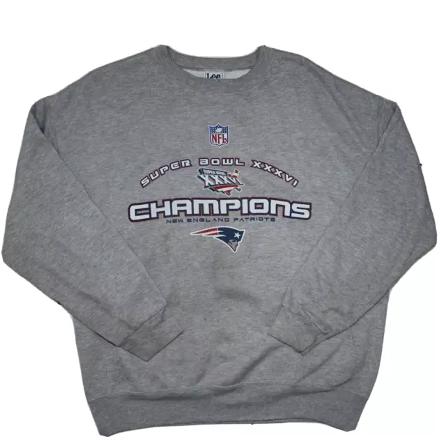 Felpa sportiva vintage Lee New England Patriots NFL Super Bowl maglione taglia XL
