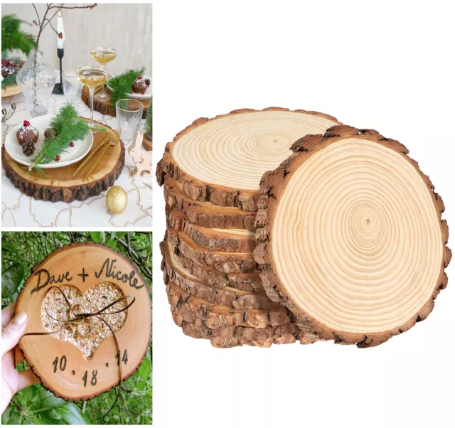 10x Holzscheiben 15cm Baumscheiben Rund Hochzeit Deko XL Astscheiben nein Loch