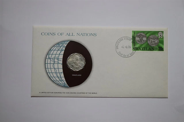 🧭 Swaziland 20 Cents 1975 Coin Cover B53 #550