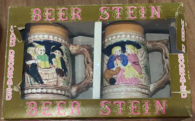 Vintage German Beer Ceramic Stein Mug Set 500ml Made in Japan