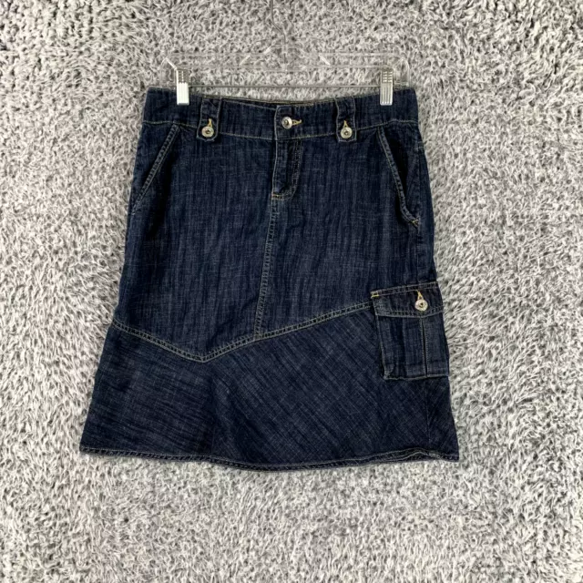 Banana Republic Skirt Womens 4 Blue Chambray Dark Wash Mid-Rise A-Line Short