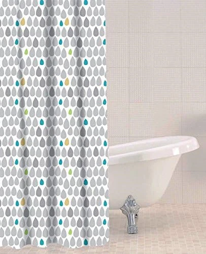 Sabichi Rain Drops Shower Curtain - 100% PEVA - Mould & Mildew Resistant - 180 x