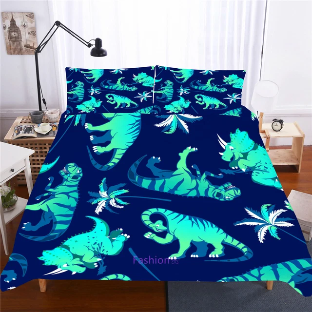 LINEN DINOSAUR DOONA/DUVET/QUILT Cover Set Single/Double/Queen/King Bed